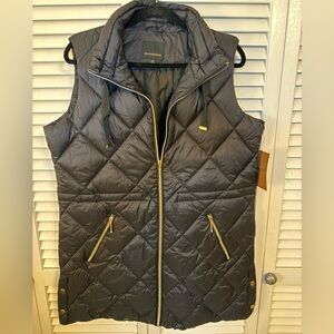 Weatherproof Quilted Vest with Gold Accents